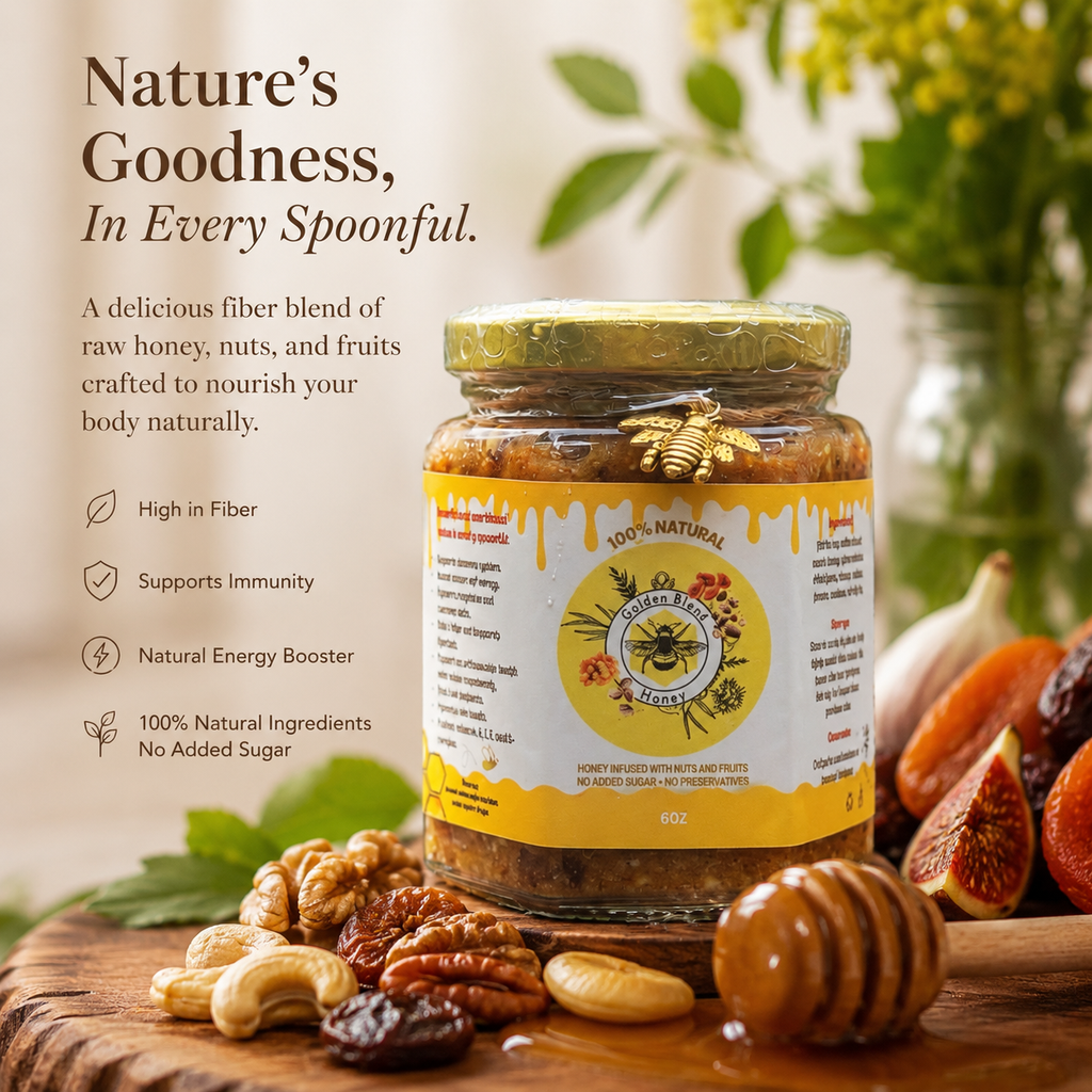 Raw Honey Fiber Blend with Nuts and Dried Fruits
