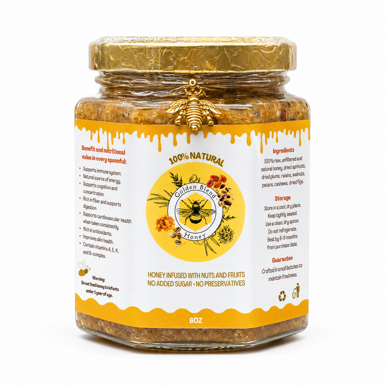 Raw Honey Fiber Blend with Nuts and Dried Fruits